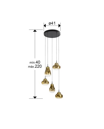 ALEDIS- LAMPARA 5L NEGRO-DORADO